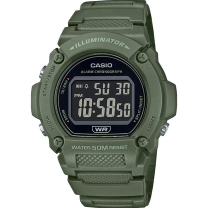 CASIO TIMELESS COLLECTION Mod. SPORT- ILLUMINATOR. WR 50M. ALARM. CHRONOGRAPH - ARMY GREEN - COLORED SERIE