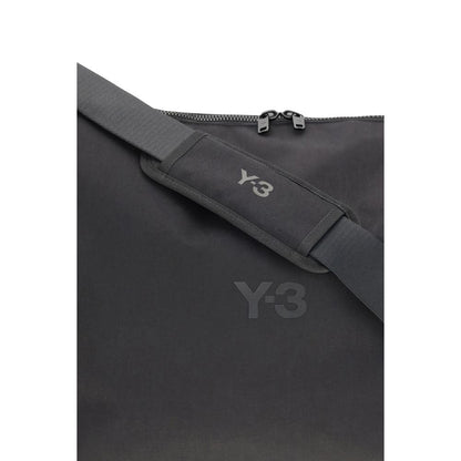 Y-3 Black Polyamide Shoulder Bag featuring adjustable strap and logo detail, perfect for everyday use with contemporary design.