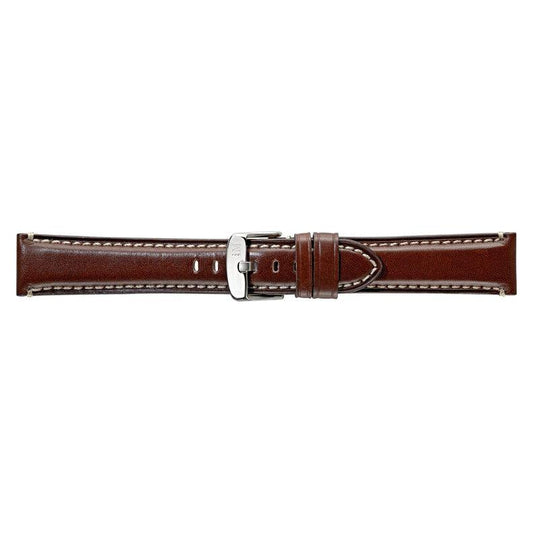 MORELLATO brown leather watch strap, model A01X4272B12034CR18, made in Italy, featuring silver buckle.
