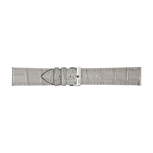 Gray leather Morellato watch strap, model A01X2269480094CR22, made in Italy, showing buckle and textured design.