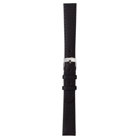 Morellato black leather watch strap, model A01X2619875019CR20, with silver buckle, elegant and adjustable for timeless style.