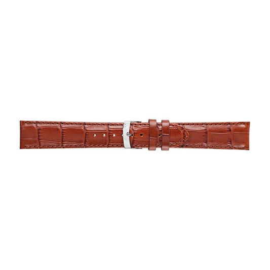 MORELLATO leather watch strap A01X2704656041CR22 in brown, made in Italy, featuring a textured design and silver buckle clasp.