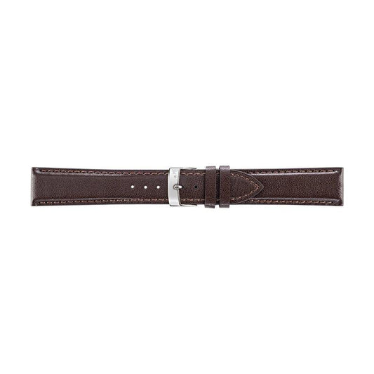 Brown Morellato leather watch strap A01X5391D15032CR18 made in Italy, featuring a sleek design with a silver buckle.