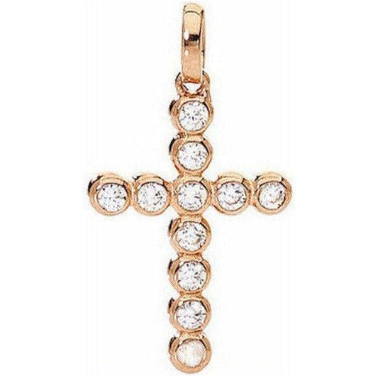 AMEN Mod. CROCE PICCOLA Argento IP Oro rosa e Zirconi DESIGNER FASHION JEWELLERY AMEN Antique White
