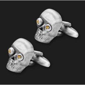 AMBROSINI JEWELS - GEMELLI ARGENTO 925° piccoli teschio finitura bianca Cufflinks AMBROSINI JEWELS Black