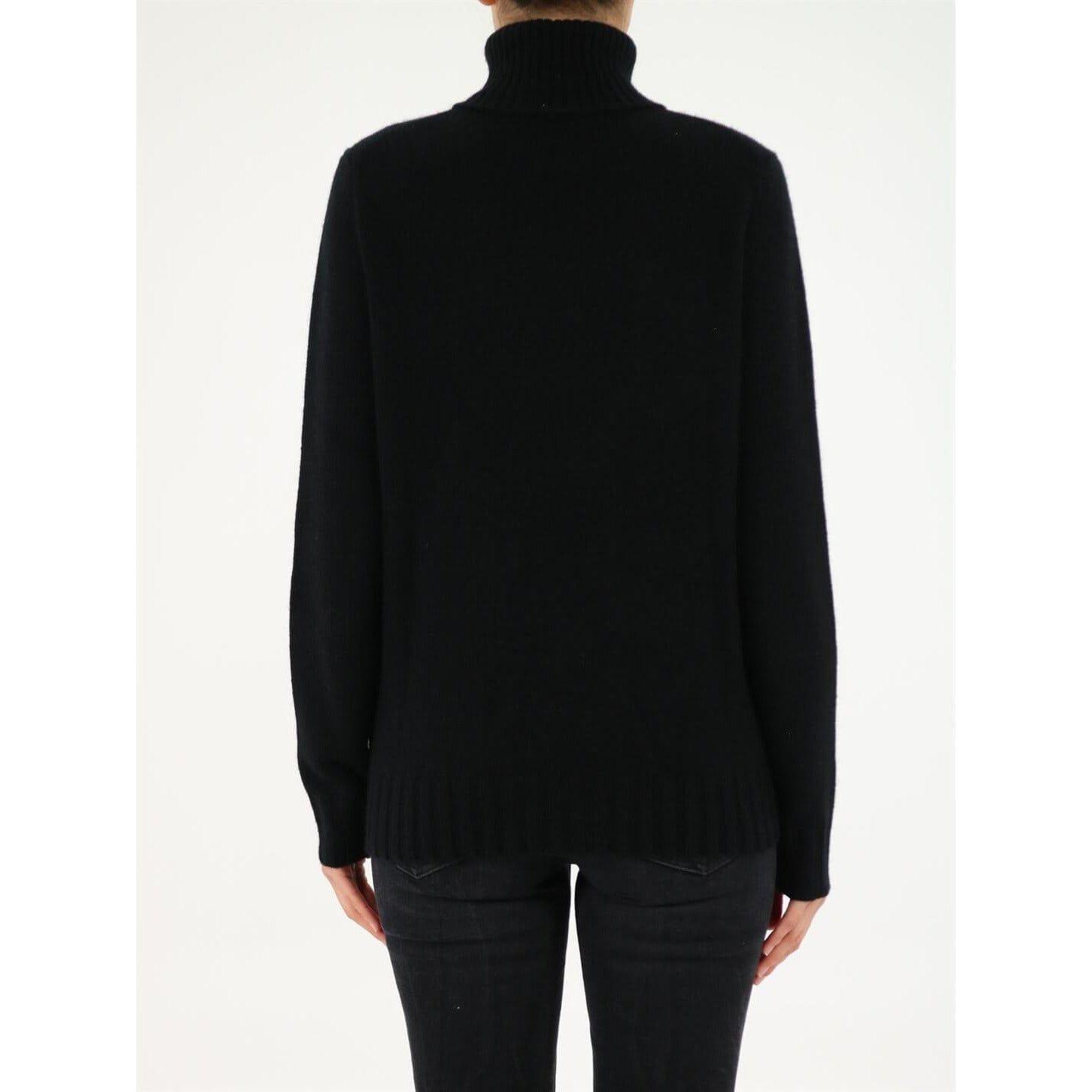 Allude Black Roll-Neck Cashmere Sweater
