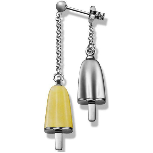 AMBROSINI JEWELS -  ORECCHINI doppi ARGENTO 925° ghiacciolo finitura bianca pietra gialla WOMAN EARRING AMBROSINI JEWELS Gray
