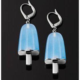 AMBROSINI JEWELS -  ORECCHINI ARGENTO 925°  ghiacciolo finitura bianca pietra azzurra medi (21x14 mm) WOMAN EARRING AMBROSINI JEWELS Black